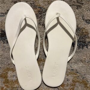 LOFT White Slim-Strap Flip Flop Sandals
